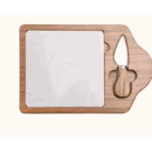 Acacia Wood and Ceramic Cheese Board Set