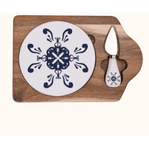 Acacia Wood and Ceramic Cheese Board Set - AC-CE-24