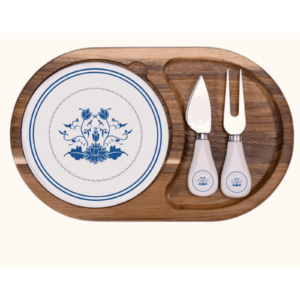 Acacia Wood and Ceramic Cheese Board Set - AC-CE-25