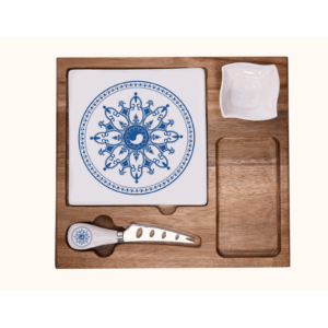 Acacia Wood and Ceramic Cheese Board Set - AC-CE-29