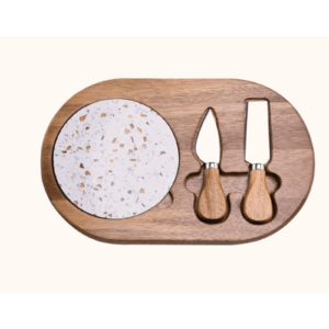 Acacia Wood and Ceramic Cheese Board Set - AC-CE-37