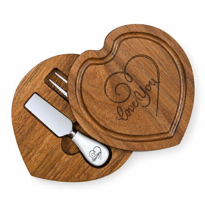 Acacia Wood and Ceramic Cheese Board Set